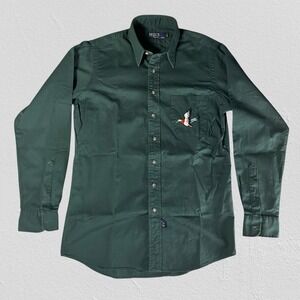 Polo Ralph Lauren Mens Medium Vintage Embroidered Duck Dark Green Shirt